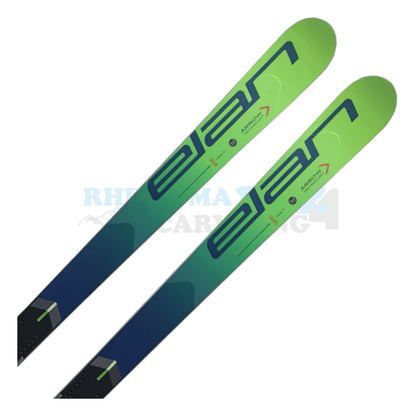 Elan GSX Master mit der Raceplate in der Farbe grün aus dem Jahre 2020, Ansicht des oberen Teils des Skis