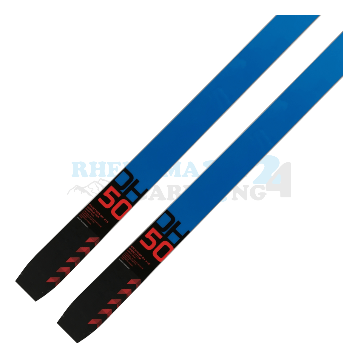 Völkl Racetiger DownHill Ski in den Farben blau-rot, Ansicht des unteren Teils des Skis 