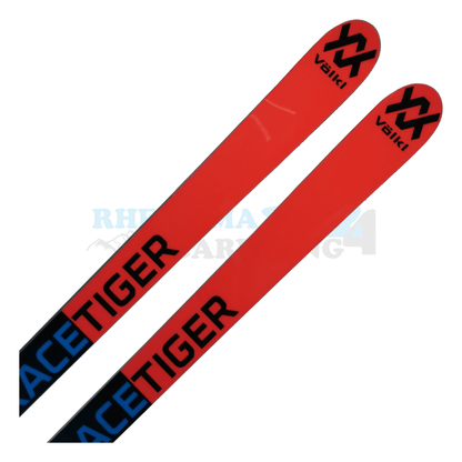 Völkl Racetiger Super-G in den Farben schwarz-rot, Ansicht des oberen Teils des Skis