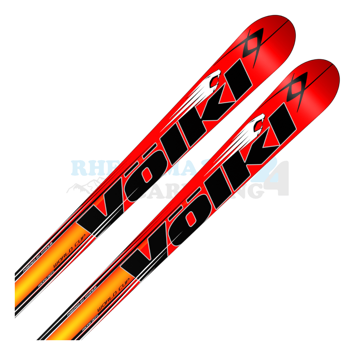 Völkl Racetiger Super-G mit dem Design eines Tigers, Ansicht des oberen Teils des Skis 