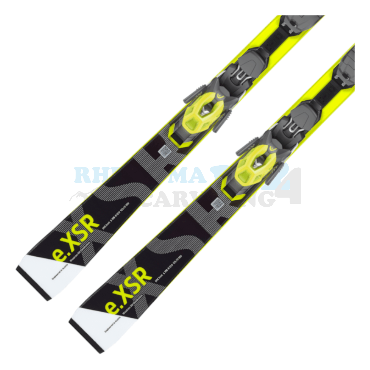 Head Rebels-eXSR mit Platte und Bindung, der Ski ist in der Farbe weiß-schwarz-gelb, die Ansicht des unteren Teils des Skis