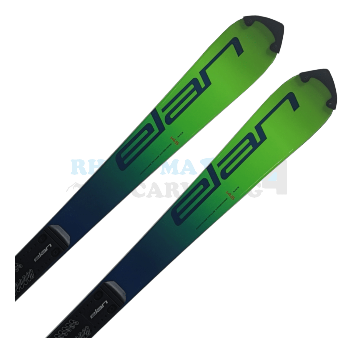 Elan SLX Junior mit Platte aus dem Jahr 2020, der Ski ist in der Farbe grün, die Ansicht des oberen Teils des Skis