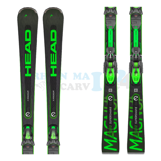 Head Supershape e-Magnum aus dem Jahre 2023/24 in der Farbe Schwarz-Neongrün, Ansicht des ganzen Skis
